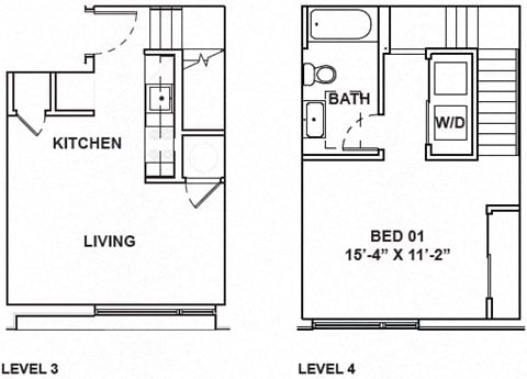 Floor plan for 1 bed, 1 bath, 666 sqft